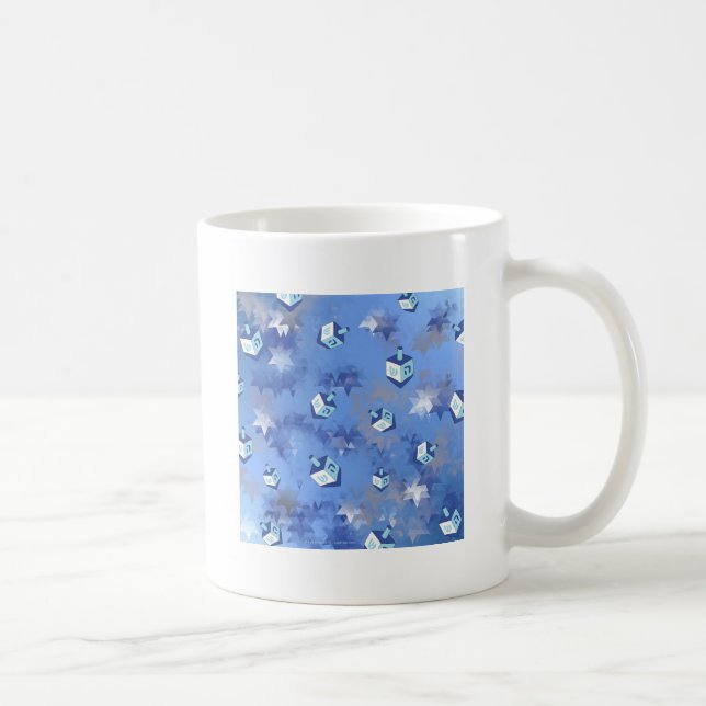 Happy Hanukkah Falling Stars and Dreidels Coffee Mug (Right)