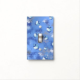 Happy Hanukkah Falling Stars and Dreidels Light Switch Cover