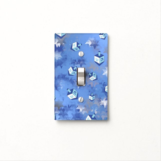 Happy Hanukkah Falling Stars and Dreidels Light Switch Cover (In Situ)
