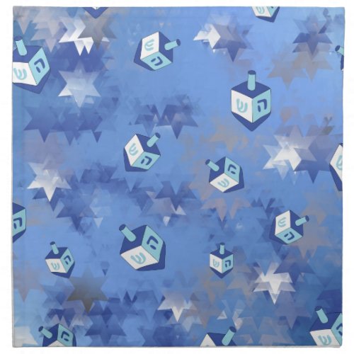 Happy Hanukkah Falling Stars and Dreidels Napkin