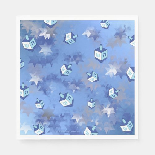 Happy Hanukkah Falling Stars and Dreidels Napkins