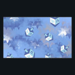 Happy Hanukkah Falling Stars and Dreidels Rectangular Sticker<br><div class="desc">You are viewing The Lee Hiller Design Collection. Apparel,  Gifts & Collectibles Lee Hiller Photography or Digital Art Collection. You can view her Nature photography at http://HikeOurPlanet.com/ and follow her hiking blog within Hot Springs National Park.</div>