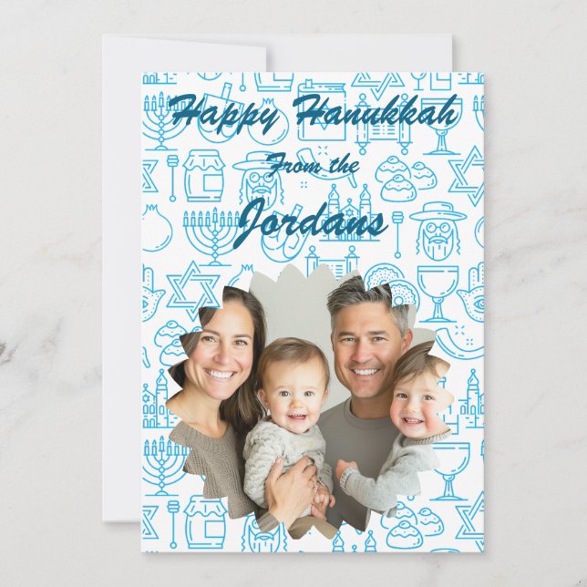 Happy Hanukkah family photo card personalize (Front)