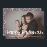 Happy Hanukkah Family photo Holiday Card<br><div class="desc">A modern typography for this photo cards collection. To customize with your favorite family picture. You can also easily change the color of the font or the geometric background to your liking.</div>