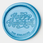 "Happy Hanukkah" Fancy Script Personalized Wax Seal Sticker<br><div class="desc">Personalize with your text.</div>