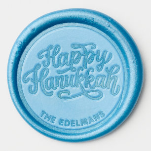 "Happy Hanukkah" Fancy Script Personalized Wax Seal Sticker