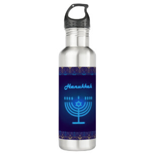 Happy Hanukkah Festival Menorah decoration Stainless Steel Water Bottle