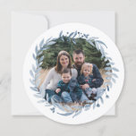 Happy Hanukkah Festival of Light Blue Wreath Photo Holiday Card<br><div class="desc">Happy Hanukkah Festival of Light Blue Wreath Photo flat holiday card from Ricaso - a stunning watercolor blue wreath photo frame design, the blue and white are not over powering leaving your photograph the center of attention - the delicate text on the back gives this card a sophisticated feel -...</div>