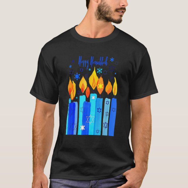 Happy Hanukkah Festival Of Light Star Of David T-Shirt (Front)