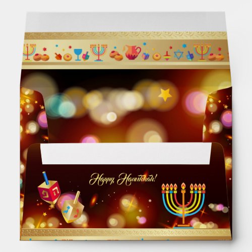 Happy Hanukkah Festival of Lights Gold Envelope