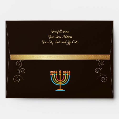 Happy Hanukkah Festival of Lights Gold Luxury Envelope