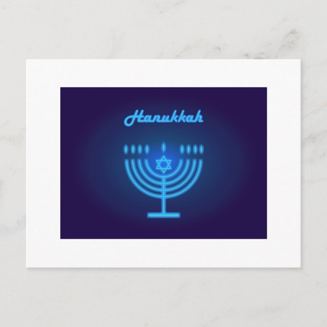 Happy Hanukkah Festival of Lights, Menorah Logo Postcard (Front)