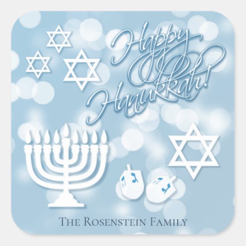 Happy Hanukkah Festive Collage Square Sticker