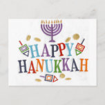 Happy Hanukkah Festive design Holiday Postcard<br><div class="desc">Holiday celebration</div>