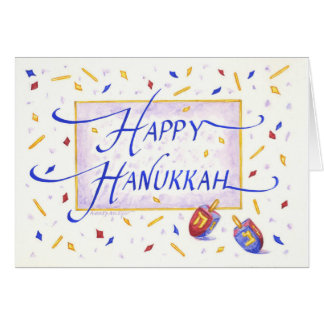Happy Hanukkah Festive Dreidels Greeting Card
