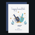 Happy Hanukkah Floral Dreidel Card (<br><div class="desc">Happy Hanukkah Floral Dreidel Card.  Personalize the custom text above. You can find additional coordinating items in our "Floral Hanukkah Menorah and Dreidel" collection.</div>