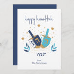 Happy Hanukkah Floral Dreidel Card (<br><div class="desc">Happy Hanukkah Floral Dreidel Card.  Personalize the custom text above. You can find additional coordinating items in our "Floral Hanukkah Menorah and Dreidel" collection.</div>