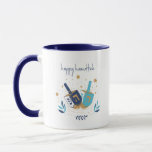 Happy Hanukkah Floral Dreidel Mug<br><div class="desc">Happy Hanukkah Floral Dreidel Mug. Personalize the custom text above. You can find additional coordinating items in our "Floral Hanukkah Menorah and Dreidel" collection.</div>