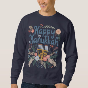 Happy Hanukkah FLorals Hand-drawn Art Sweatshirt