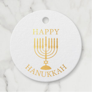 Happy Hanukkah Foil Favor Tags
