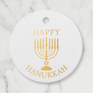 Happy Hanukkah Foil Favor Tags