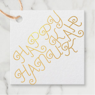 Happy Hanukkah Foil Favor Tags