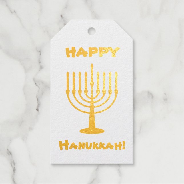 Happy Hanukkah Foil Gift Tags (Front)