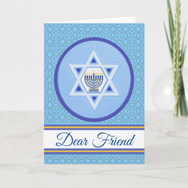Happy Hanukkah for a Dear Friend Add a Name Card (Front)