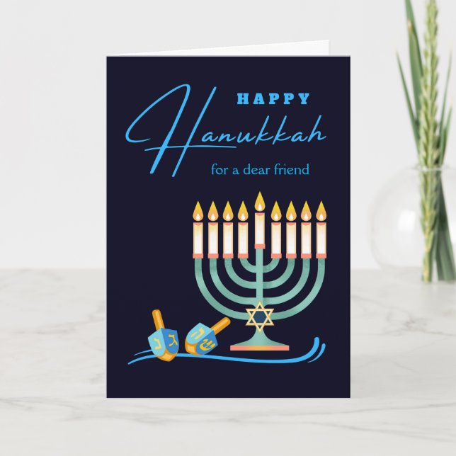 Happy Hanukkah for a Dear Friend Add a Name Card (Front)