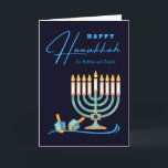 Happy Hanukkah for Bubbie and Zayde Grandparents Card<br><div class="desc">Happy Hanukkah,  for grandparents Bubbie and Zayde. Change the grandparent names of endearment on the cover of this Hanukkah greeting card as needed. Digital illustration with a menorah and two dreidels. Art,  image,  and verse copyright © Shoaff Ballanger Studios,  2022.</div>