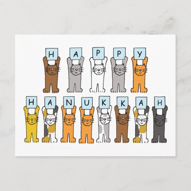 Happy Hanukkah for Cat Lover Holiday Postcard (Front)