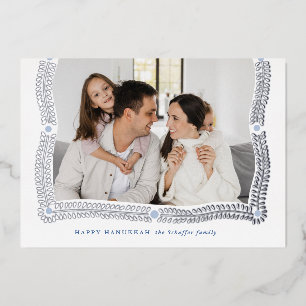 Happy Hanukkah Frame of Light Photo Foil Holiday Card