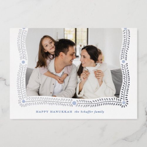 Happy Hanukkah Frame of Light Photo Foil Holiday Card