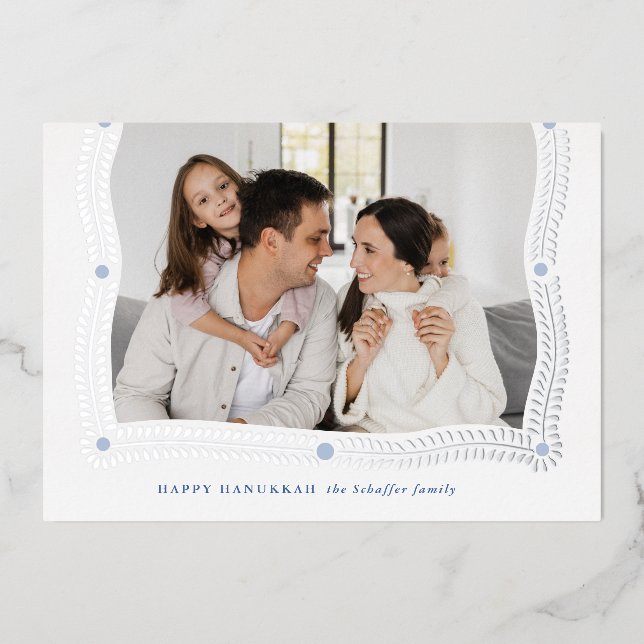 Happy Hanukkah Frame of Light Photo Foil Holiday Card (Front)