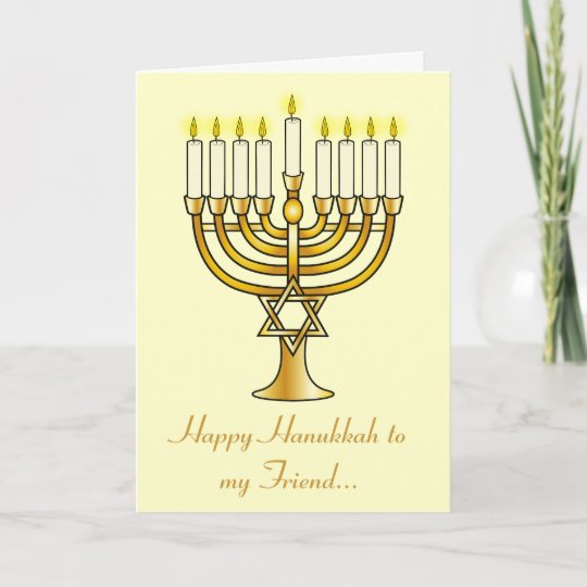 Happy Hanukkah Friend with Menorah Holiday Card | Zazzle.com