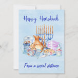 Happy Hanukkah From a social Distance Covid Holiday Card<br><div class="desc">This design may be personalized in the area provided by changing the photo and/or text. Or it can be customized by choosing the click to customize further option and delete or change the color of the background, add text, change the text color or style, or delete the text for an...</div>
