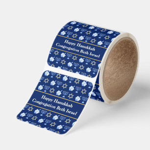 Happy Hanukkah from Custom Synagogue Blue Square Sticker