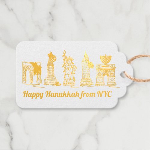 Happy Hanukkah from New York City NYC Chanukah Foil Gift Tags