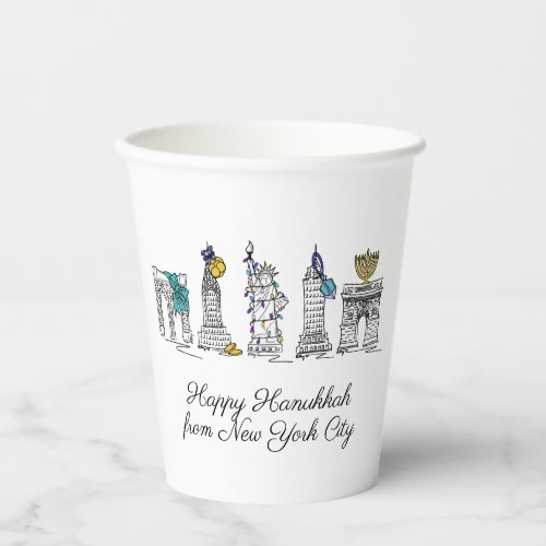 Happy Hanukkah from New York City NYC Chanukah Paper Cups