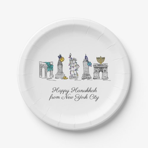 Happy Hanukkah from New York City NYC Chanukah Paper Plates