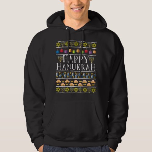 Happy Hanukkah Fun Festive Jewish Family Ugly Chri Hoodie