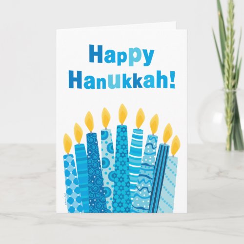 Happy Hanukkah Funky Menorah Candles Holiday Card