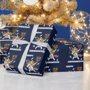 Happy Hanukkah ,funny dabbing unicorn Wrapping Paper