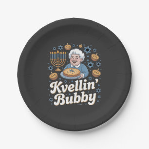 Happy Hanukkah Funny Jewish Holiday Kvellin Bubby Paper Plates