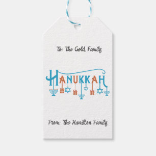 Happy Hanukkah Gift Tag - customize the name