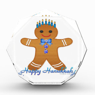 Happy Hanukkah Gingerbread Man Menorah Acrylic Award