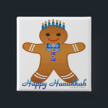 Happy Hanukkah Gingerbread Man Menorah Button<br><div class="desc">You are viewing The Lee Hiller Design Collection. Apparel,  Gifts & Collectibles Lee Hiller Photography or Digital Art Collection. You can view her Nature photography at http://HikeOurPlanet.com/ and follow her hiking blog within Hot Springs National Park.</div>