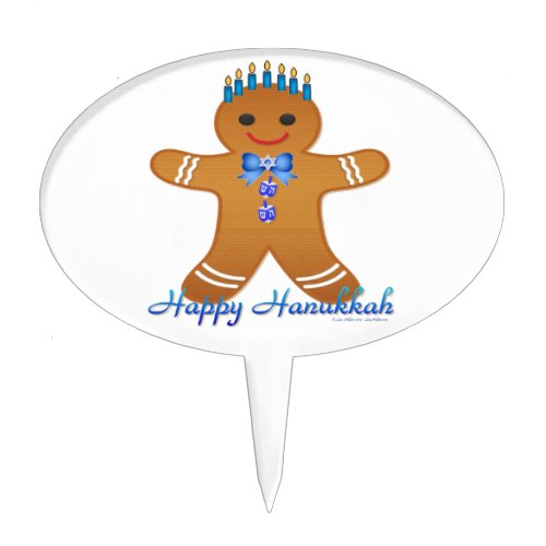 Happy Hanukkah Gingerbread Man Menorah Cake Topper