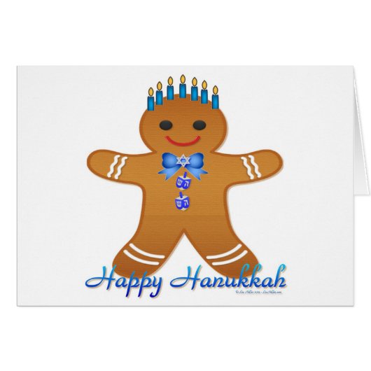 Happy Hanukkah Gingerbread Man Menorah Cards (Front Horizontal)