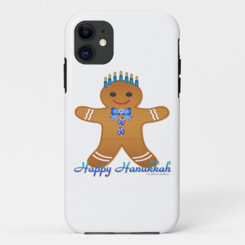 Happy Hanukkah Gingerbread Man Menorah iPhone 11 Case